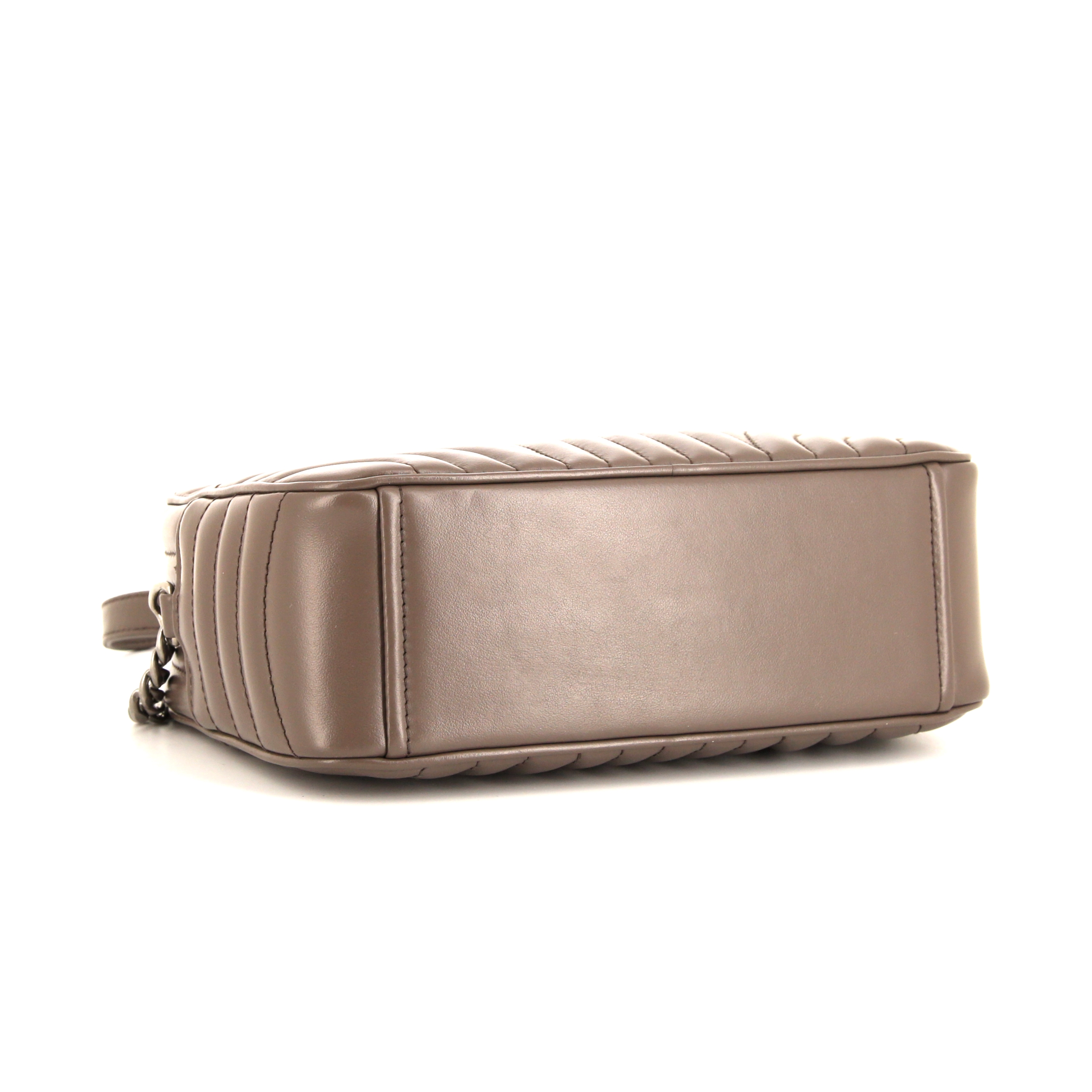 Sac bandoulière Prada Diagramme en cuir matelassé gris - Detail D4