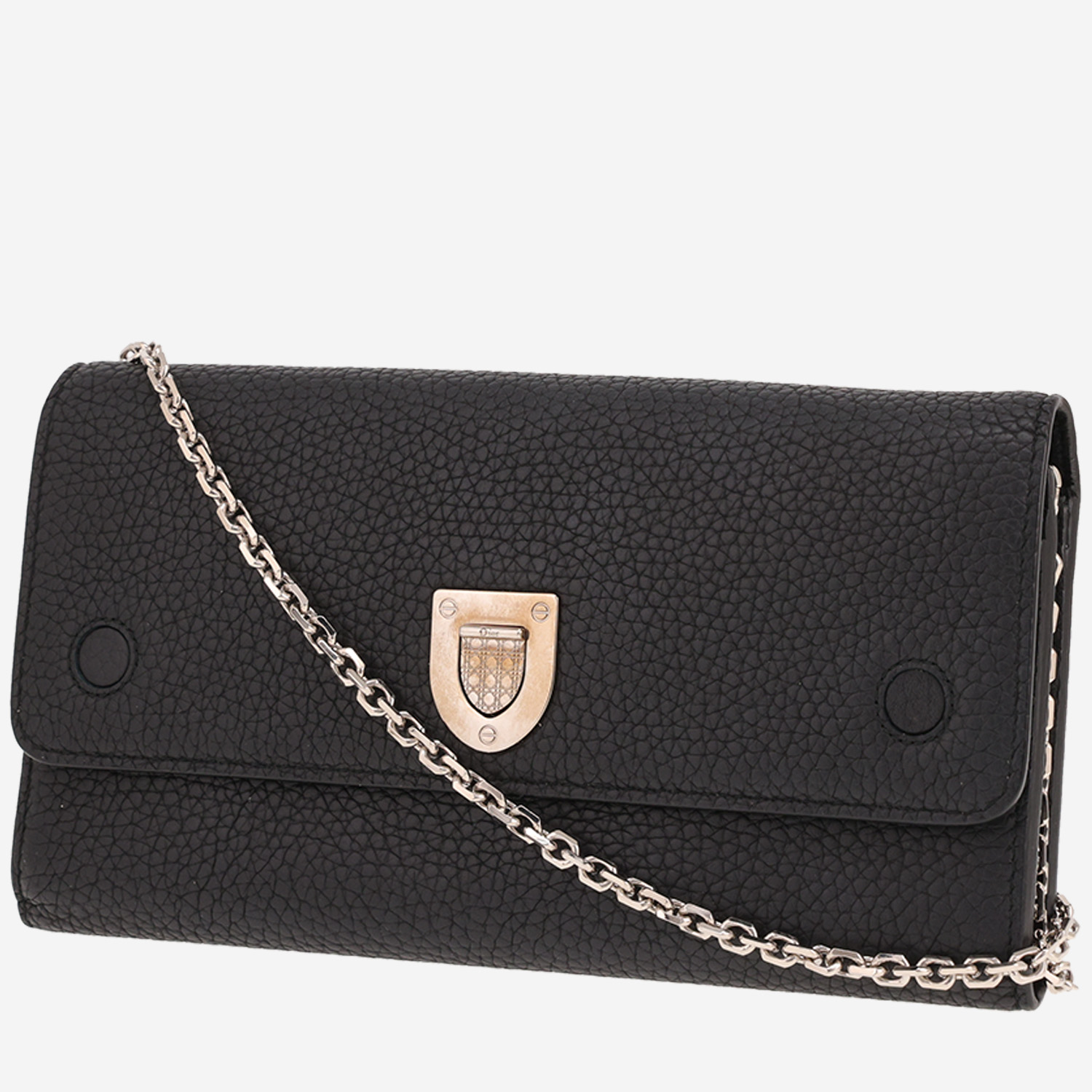 Dior Diorama Wallet on Chain handbag/clutch in black grained leather