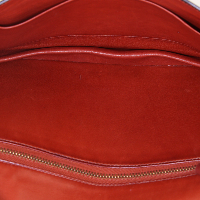 Sac/pochette Hermes Annie en cuir bordeaux et marron - Detail D3