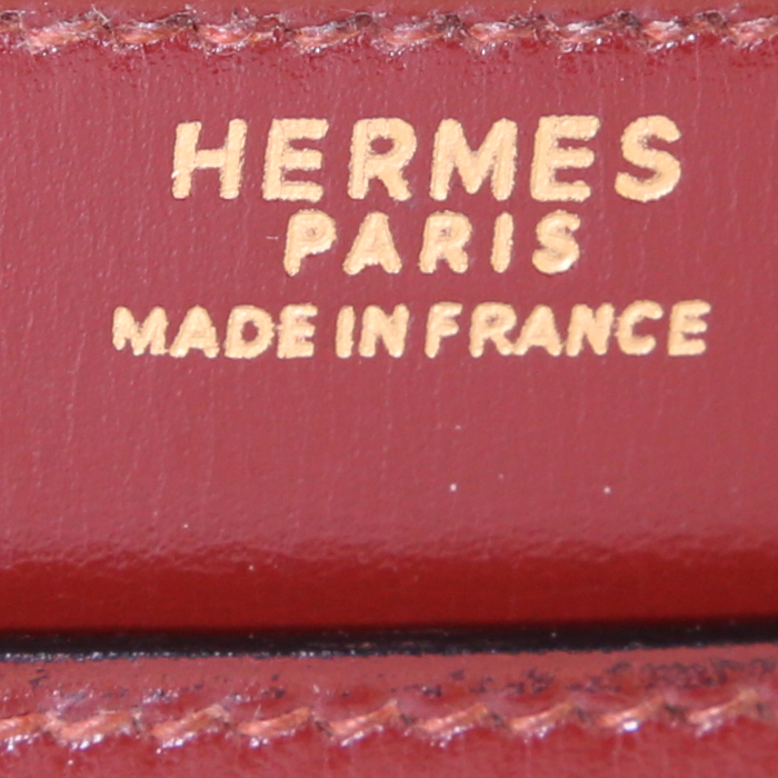 Sac/pochette Hermes Annie en cuir bordeaux et marron - Detail D4