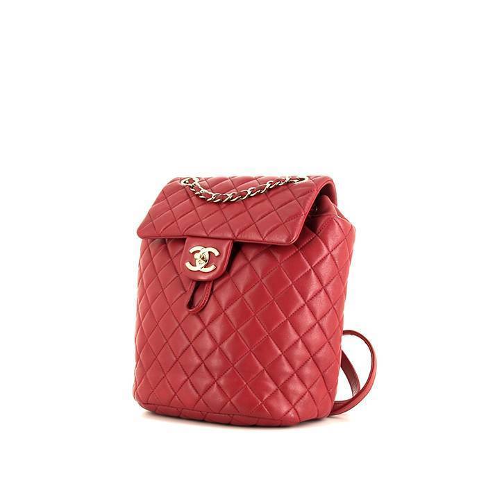 Mochila Chanel Timeless en cuero acolchado color frambuesa - 00pp