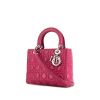 Dior Lady Dior medium model handbag in fushia pink leather cannage - 00pp thumbnail
