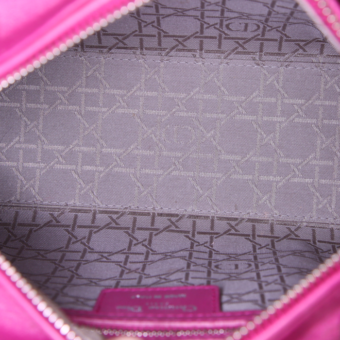Borsa Dior Lady Dior modello medio in pelle cannage rosa fucsia - Detail D3
