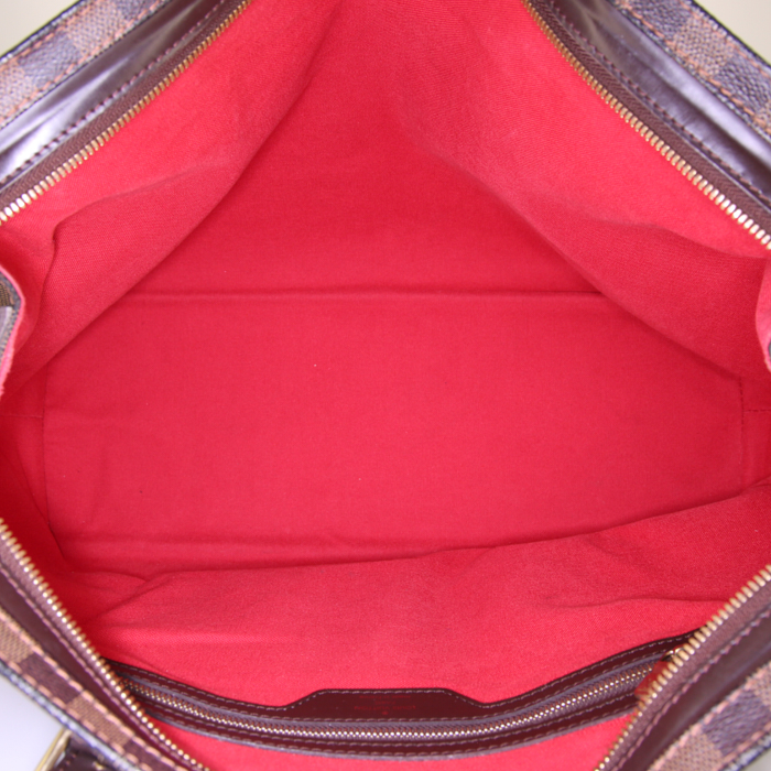 Sac porté épaule Louis Vuitton Chelsea en toile damier ébène et cuir glacé marron - Detail D2