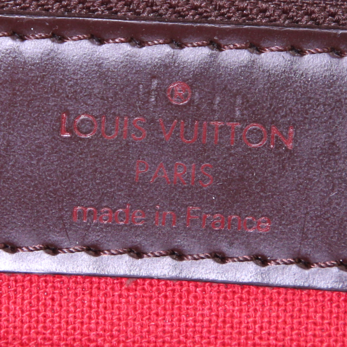 Bolso para llevar al hombro Louis Vuitton Chelsea en lona a cuadros ébano y cuero esmaltado marrón - Detail D3