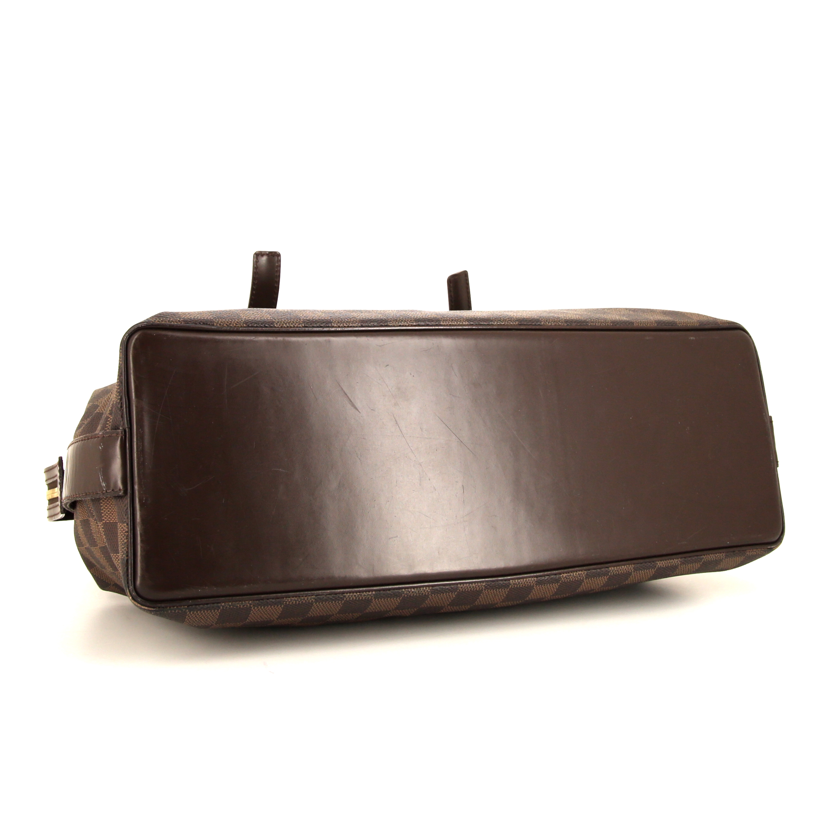 Louis Vuitton Chelsea shoulder bag in ebene damier canvas and brown - Detail D4