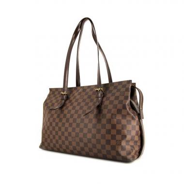 Sac porté épaule Louis Vuitton Chelsea en toile damier ébène et cuir glacé marron