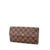 Portafogli Louis Vuitton Sarah in tela a scacchi marrone e pelle marrone - 00pp thumbnail