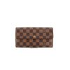 Portefeuille Louis Vuitton Sarah en toile damier marron et cuir marron - 360 thumbnail