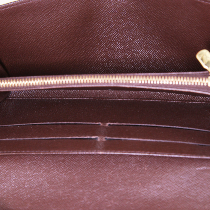 Louis Vuitton Sarah wallet in brown damier canvas and brown leather - Detail D2