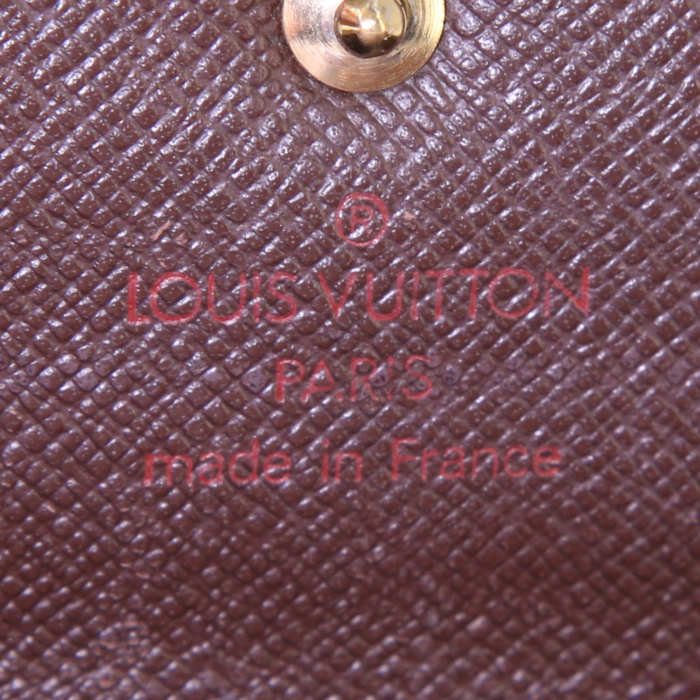Portafogli Louis Vuitton Sarah in tela a scacchi marrone e pelle marrone - Detail D3