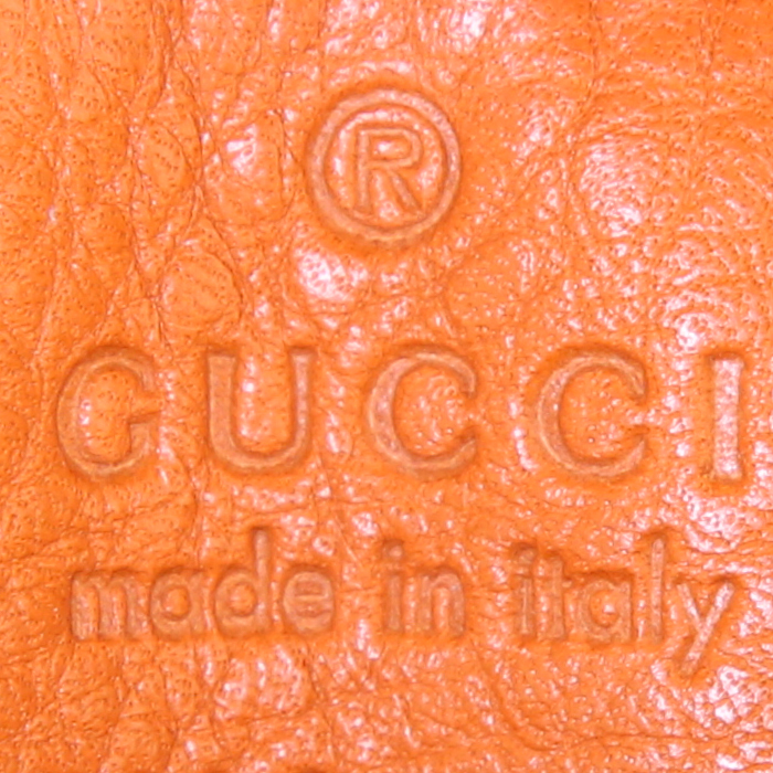 Gucci Fringe Bag shoulder bag in orange suede and brown bamboo - Detail D3