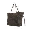 Louis Vuitton Neverfull medium model shopping bag in ebene monogram canvas Idylle and brown leather - 00pp thumbnail