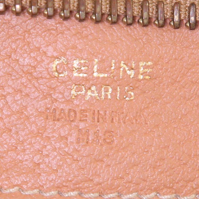 Pochette Celine en toile monogram marron et cuir beige - Detail D3