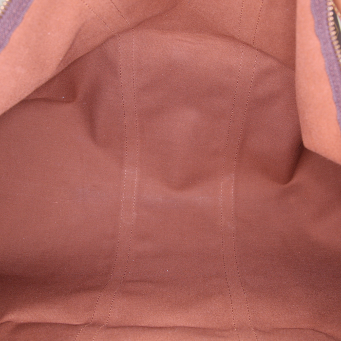 Bolsa de viaje Louis Vuitton Keepall 60 cm en lona Monogram marrón y cuero natural - Detail D3