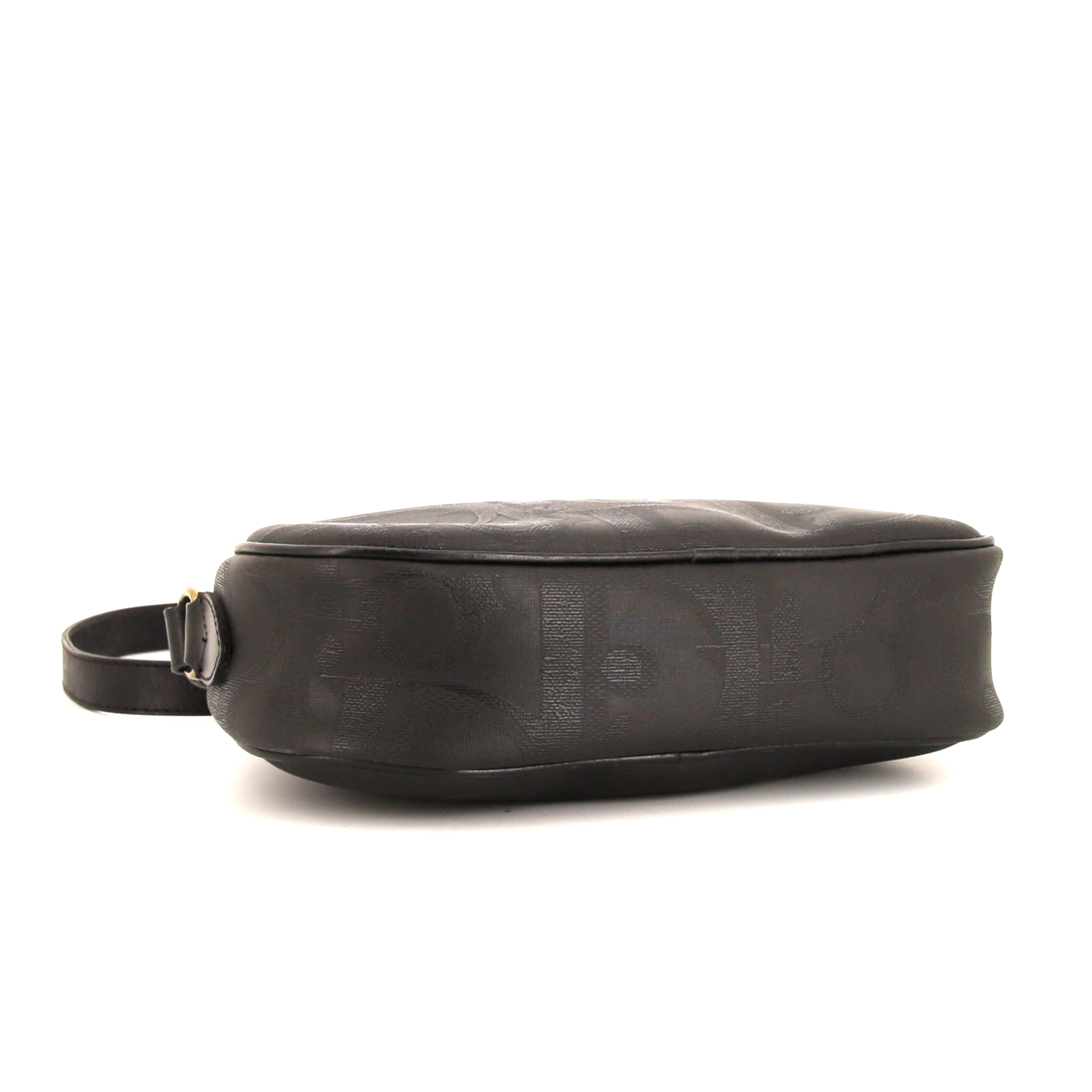 Dior Vintage shoulder bag in black monogram canvas and black leather - Detail D4