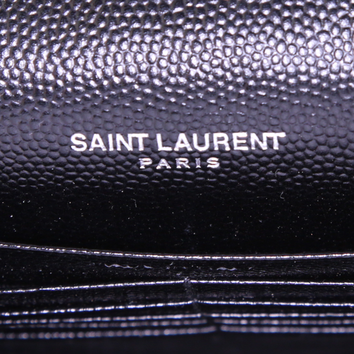Saint Laurent Enveloppe shoulder bag in black chevron quilted leather - Detail D4