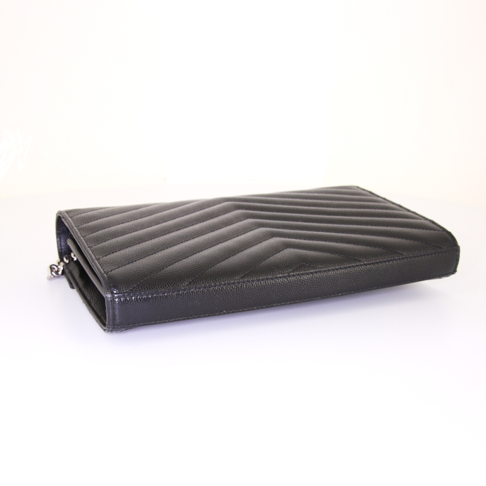 Borsa a tracolla Saint Laurent Enveloppe in pelle trapuntata a zigzag nera - Detail D5