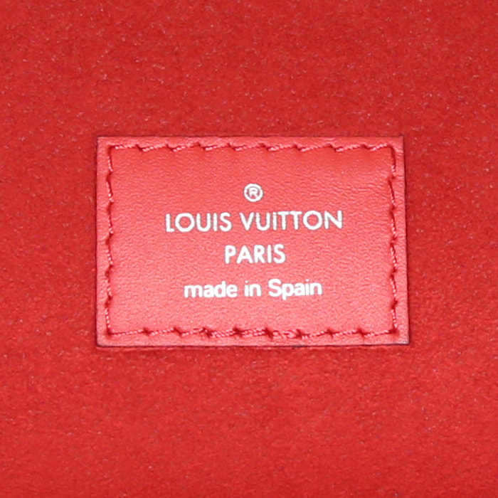 Louis Vuitton  Neverfull medium model  shopping bag  in red epi leather - Detail D3
