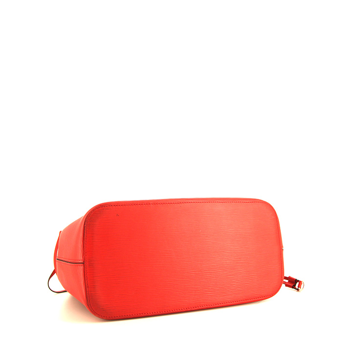 Louis Vuitton  Neverfull medium model  shopping bag  in red epi leather - Detail D4
