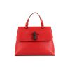 Gucci Bamboo shoulder bag in red grained leather and bamboo - 360 thumbnail