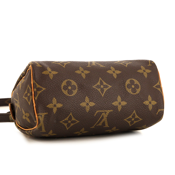 Borsa Louis Vuitton Nano Speedy in tela monogram marrone e pelle naturale - Detail D5