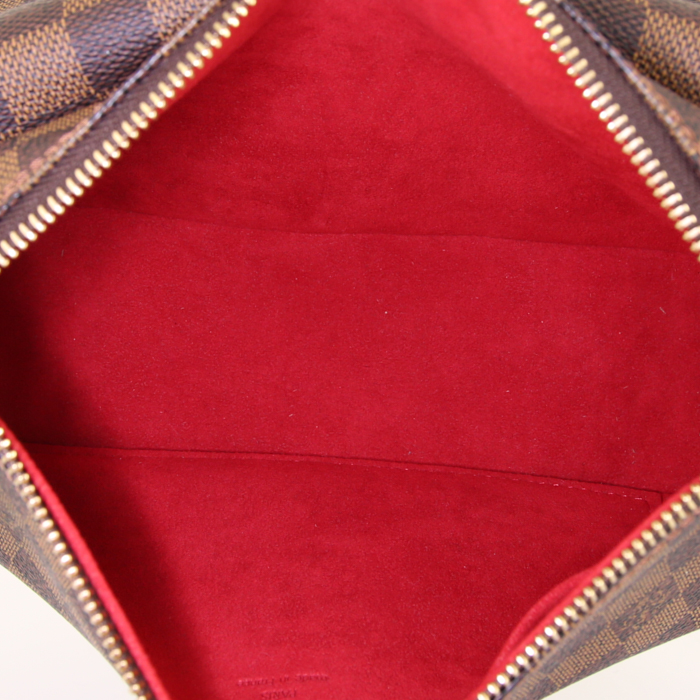 Bolso de mano Louis Vuitton Ravello en lona a cuadros marrón y cuero marrón - Detail D2