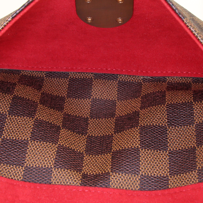 Bolso de mano Louis Vuitton Ravello en lona a cuadros marrón y cuero marrón - Detail D3
