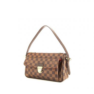 Bolso de mano Louis Vuitton Ravello en lona a cuadros marrón y cuero marrón