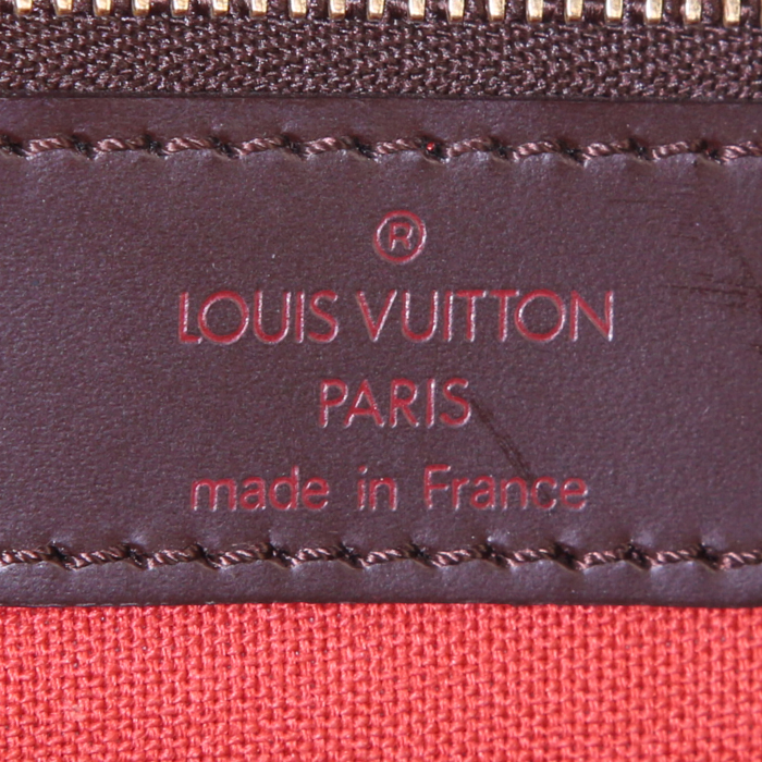 Borsa Louis Vuitton Chelsea in tela cerata con motivo a scacchi ebano e pelle lucida marrone - Detail D3
