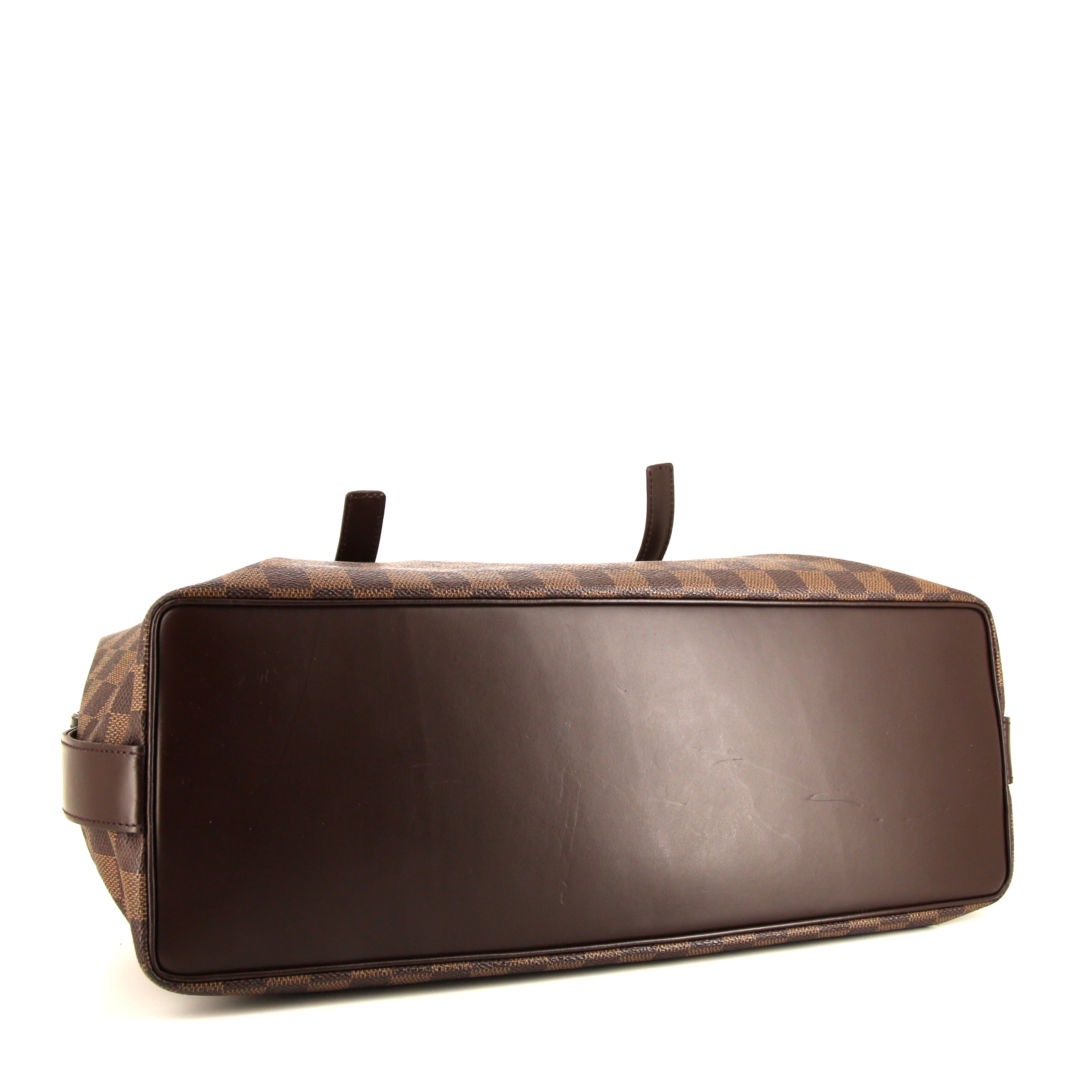 Bolso de mano Louis Vuitton Chelsea en lona a cuadros revestida ébano y cuero esmaltado marrón - Detail D4