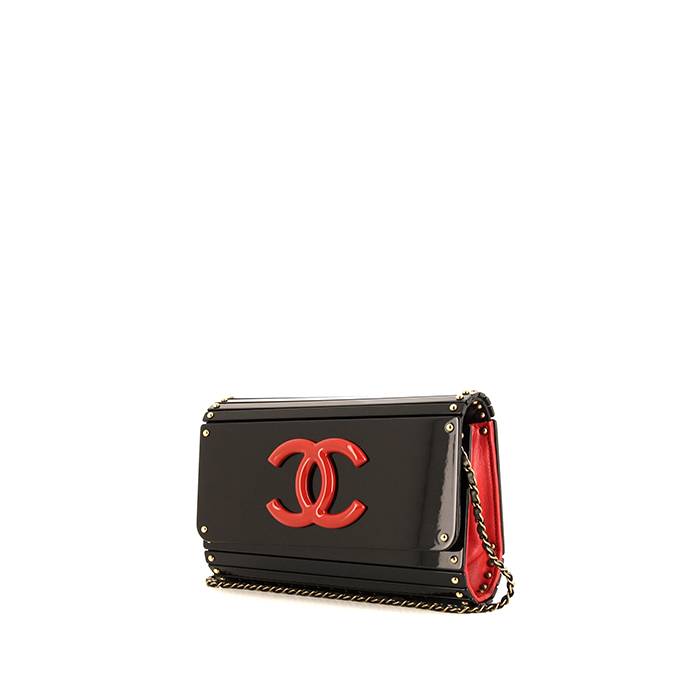 CHANEL  BLACK QUILTED NYLON AND LEATHER WITH SILVER-TONE METAL