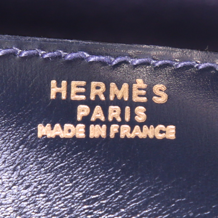 Sac à main Hermes Hermes Constance en cuir box bleu-marine - Detail D4