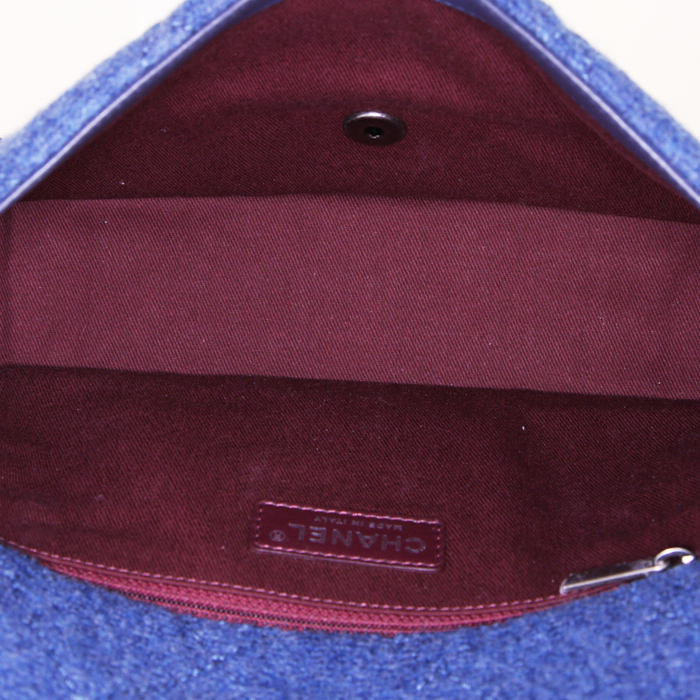 Chanel Timeless handbag in blue jean quilted tweed - Detail D3