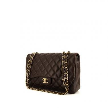 Bolso bandolera Chanel Timeless jumbo en cuero acolchado marrón