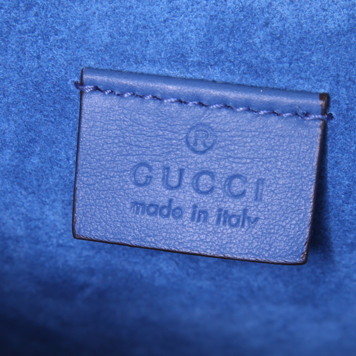 Bolso bandolera Gucci Dionysus en lona Monogram beige y ante azul - Detail D4