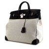 Bolsa de viaje Hermes Haut à Courroies - Travel Bag en lona bicolor beige y negra y cuero negro - 00pp thumbnail