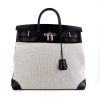Bolsa de viaje Hermes Haut à Courroies - Travel Bag en lona bicolor beige y negra y cuero negro - 360 thumbnail