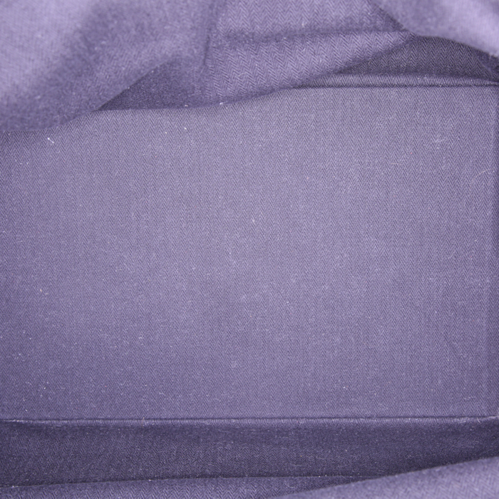 Bolsa de viaje Hermes Haut à Courroies - Travel Bag en lona bicolor beige y negra y cuero negro - Detail D2