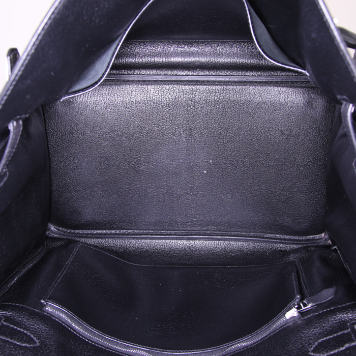 Hermes Birkin 35 cm handbag in black Barenia leather - Detail D2