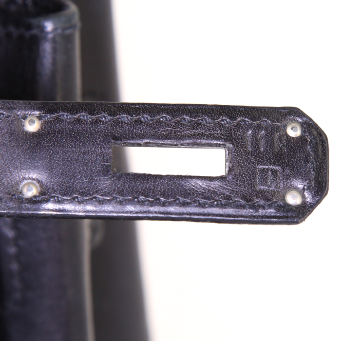 Sac à main Hermes Birkin 35 cm en cuir Barénia noir - Detail D4
