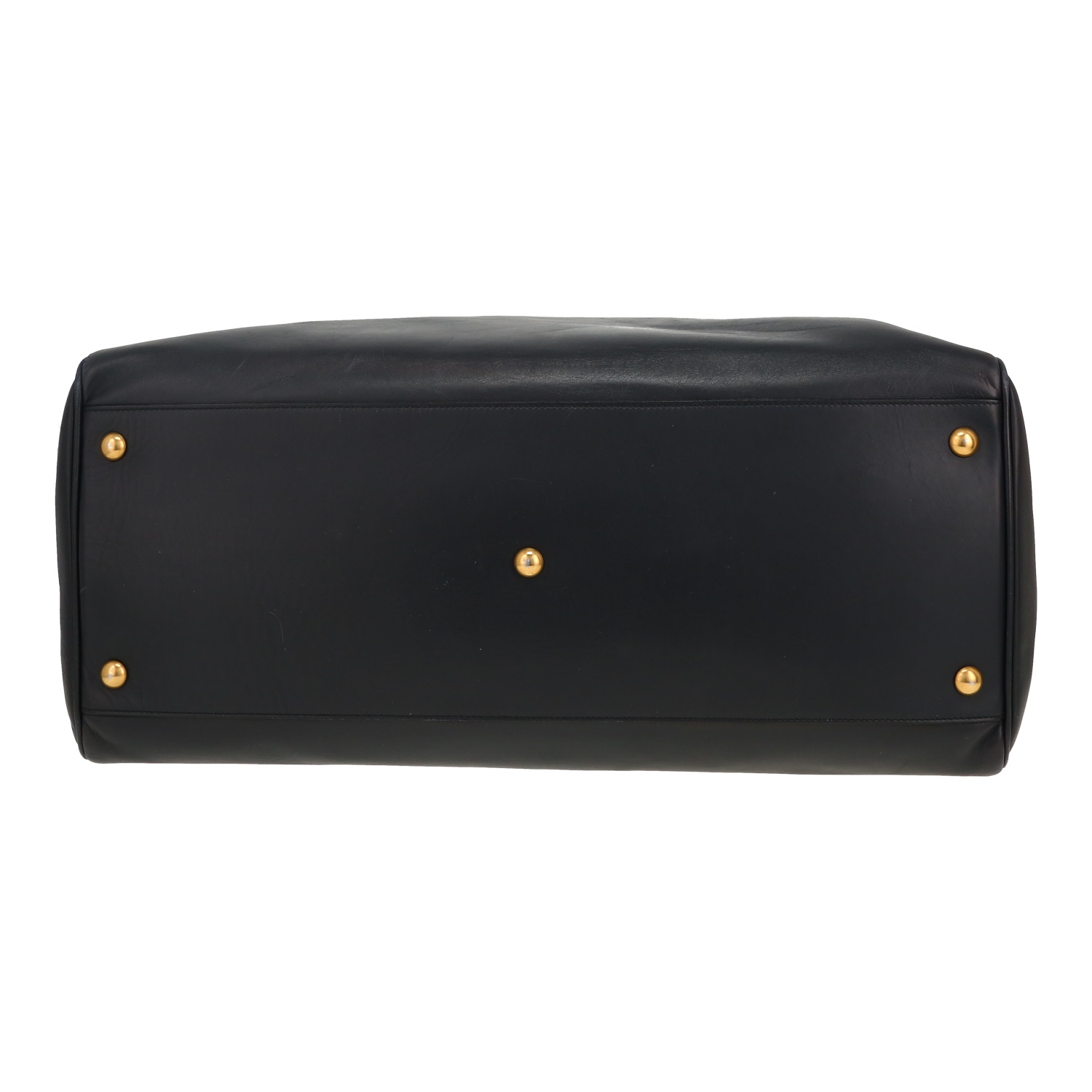 Sac de voyage Saint Laurent Duffle en cuir bleu-marine - Detail D1