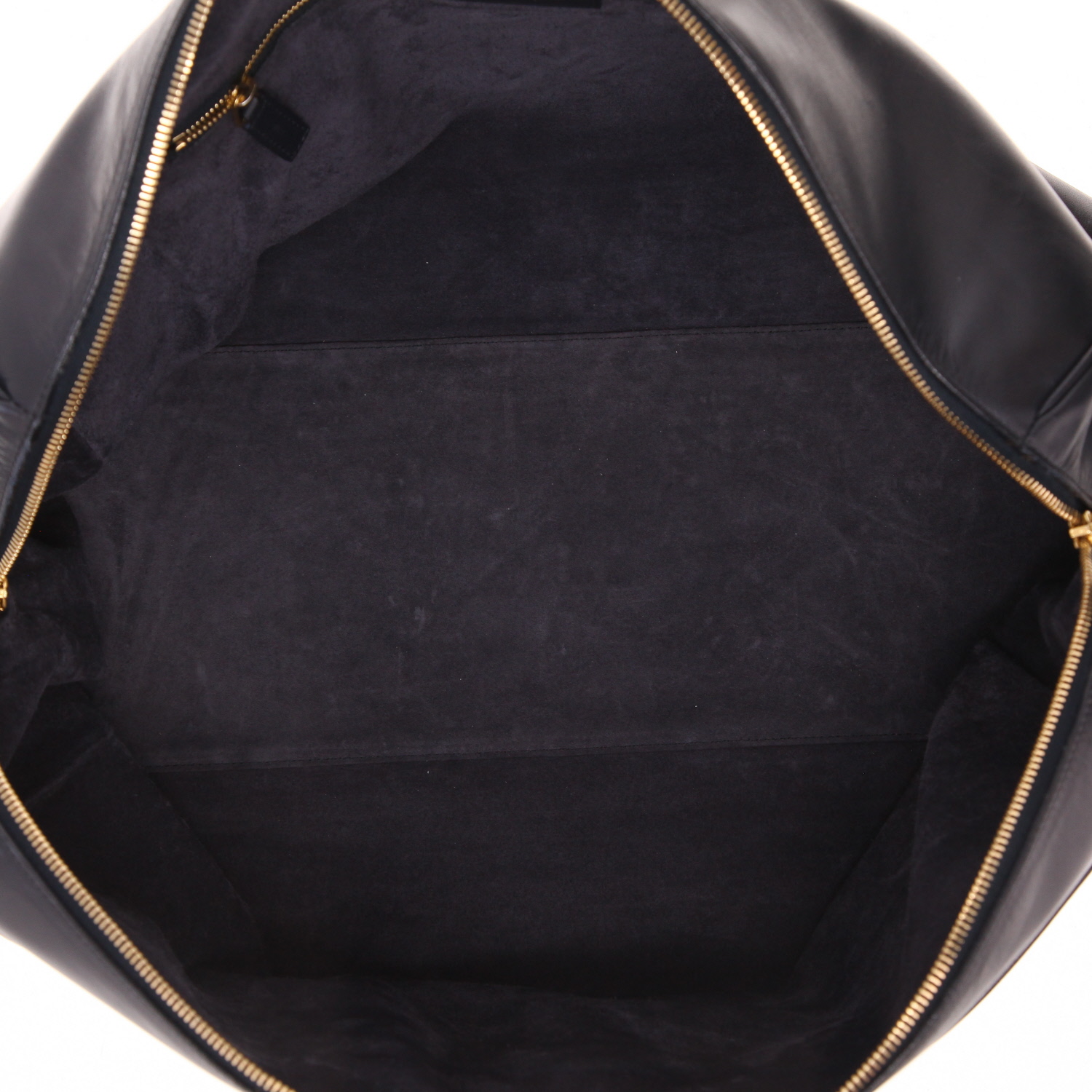 Sac de voyage Saint Laurent Duffle en cuir bleu-marine - Detail D3