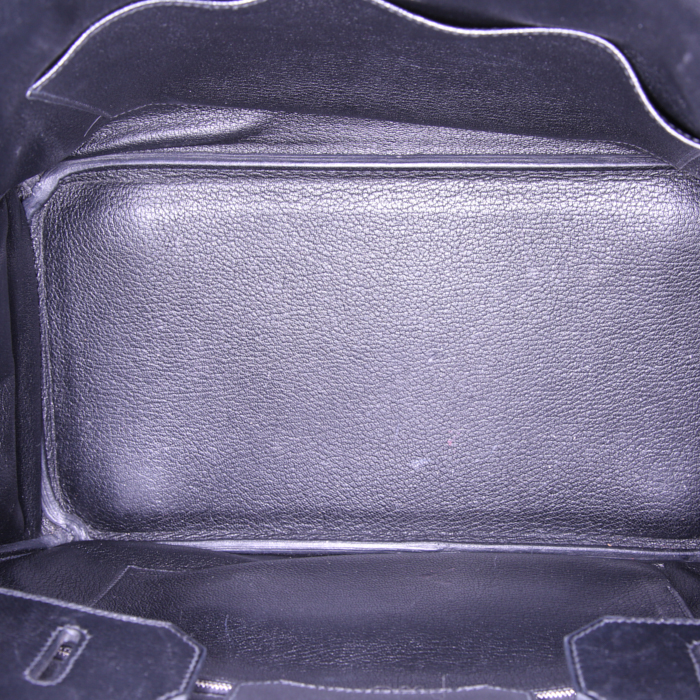 Hermes Birkin 35 cm handbag in black grained leather - Detail D2