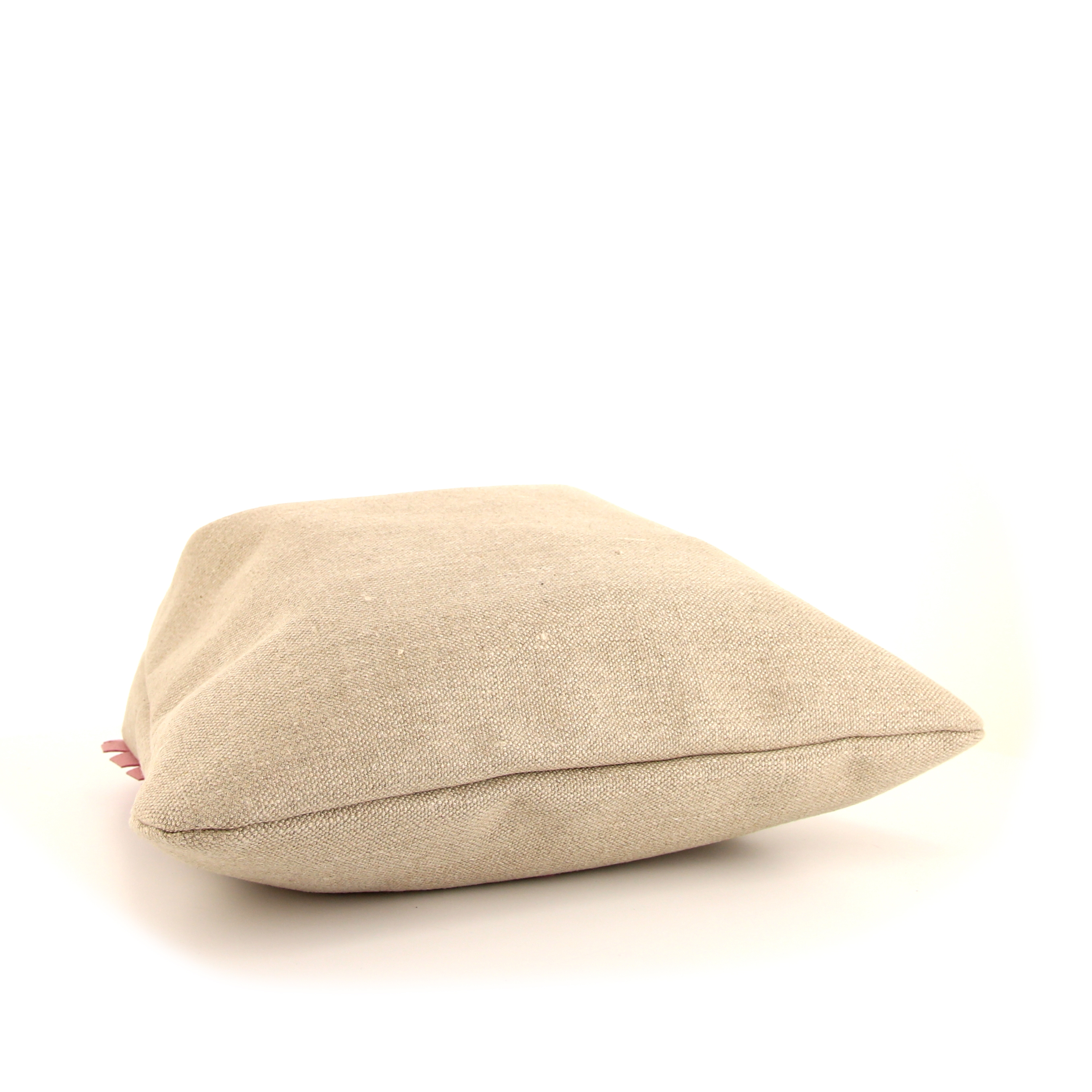 Sac cabas Saint Laurent Cabas YSL en toile beige et cuir rose - Detail D4