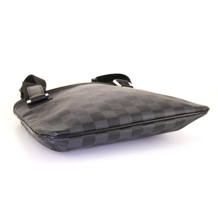 Louis Vuitton Thomas shoulder bag in grey damier canvas and black leather - Detail D4