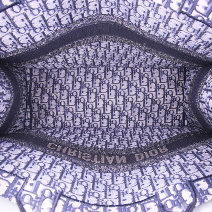 Dior Book Tote shopping bag in blue monogram canvas - Detail D2