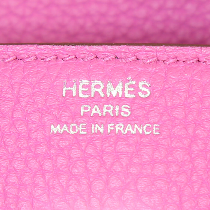 Sac à main Hermes Birkin 25 cm en cuir togo rose Magnolia - Detail D3