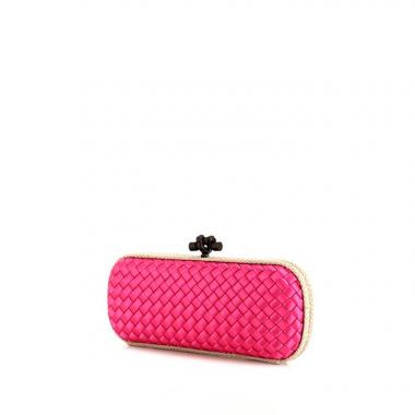 Pochette Bottega Veneta Knot en satin rose