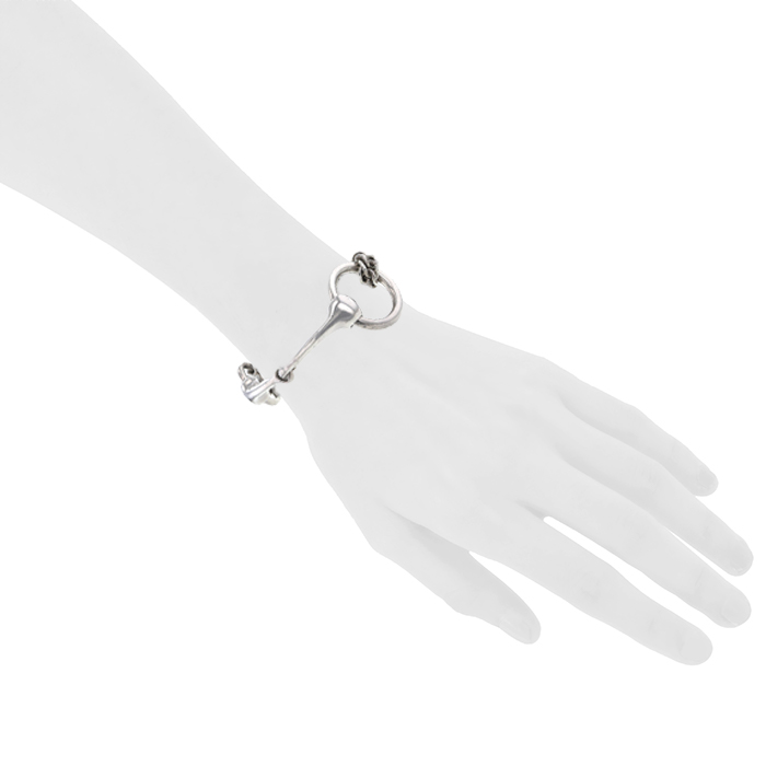 Articulated Hermès Mors bracelet in silver - Detail D1